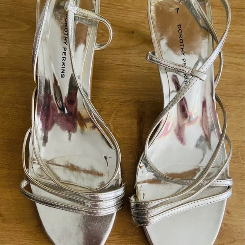 Dorothy Perkins Shiny Silver Strappy Heels